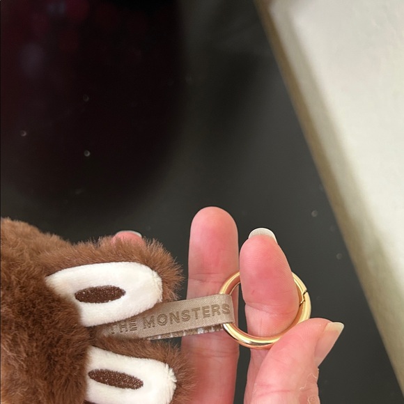 Dark Brown Labubu Little Monster Fluffy Head Keychain Bag Charm New Plush Pom - Picture 6 of 14